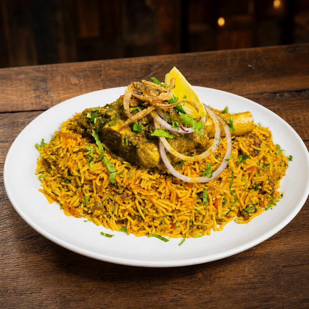 Lamb Shank Awadhi Biryani.